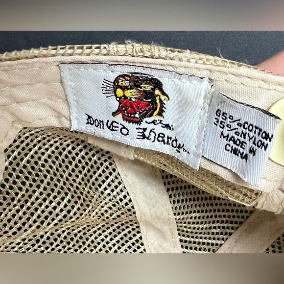 Ed Hardy Snapback Denim Hat Love Kills Slowly Skull & Heart Metallic Gold RARE - Picture 7 of 7